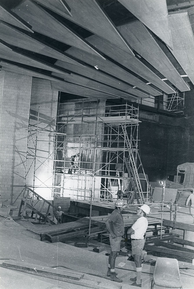 Interior of the Civic Theatre during construction, Townsville, 1977