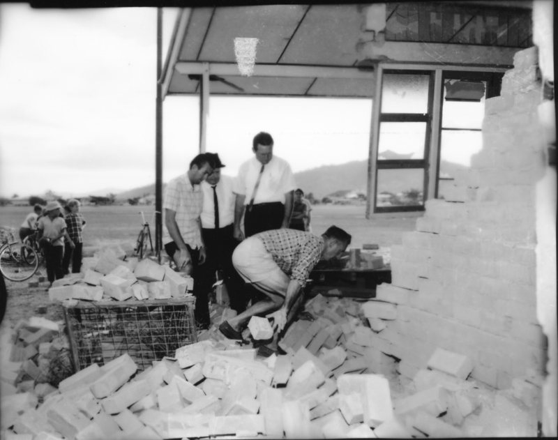 Bomb damage to Brothers Clubhouse, Gill Park, Townsville, 10 May 1969