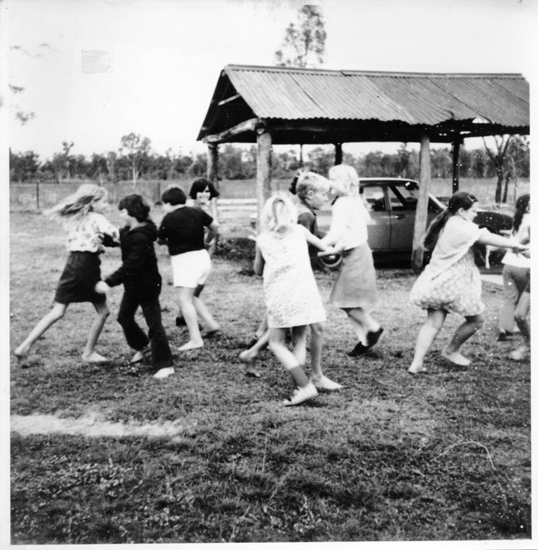 Square dancing by students from Grades 4 to 7, Majors Creek State School, 1977. 