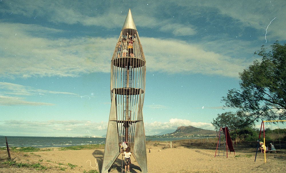 The rocket and slippery slide on the beach at Pallarenda, Townsville, 1991