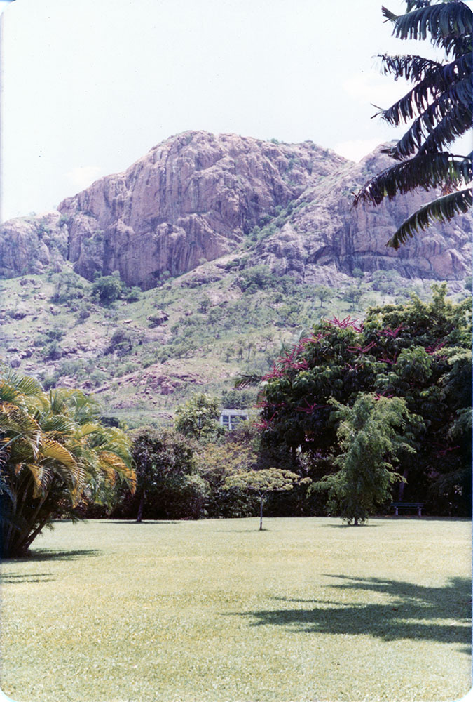 View of Castle Hill from the Queens Gardens, Townsville, [1992 or 1993] / Townsville City Council staff.