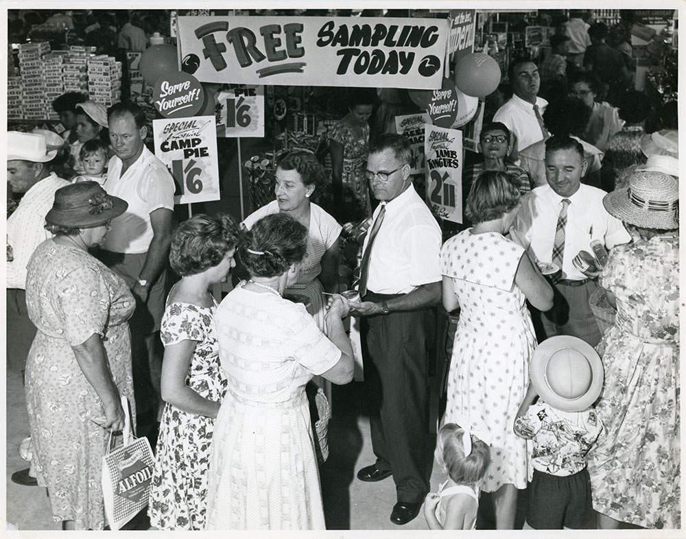 Retail promotion at Philip Leong's Hermit Park store, Townsville, 1950s