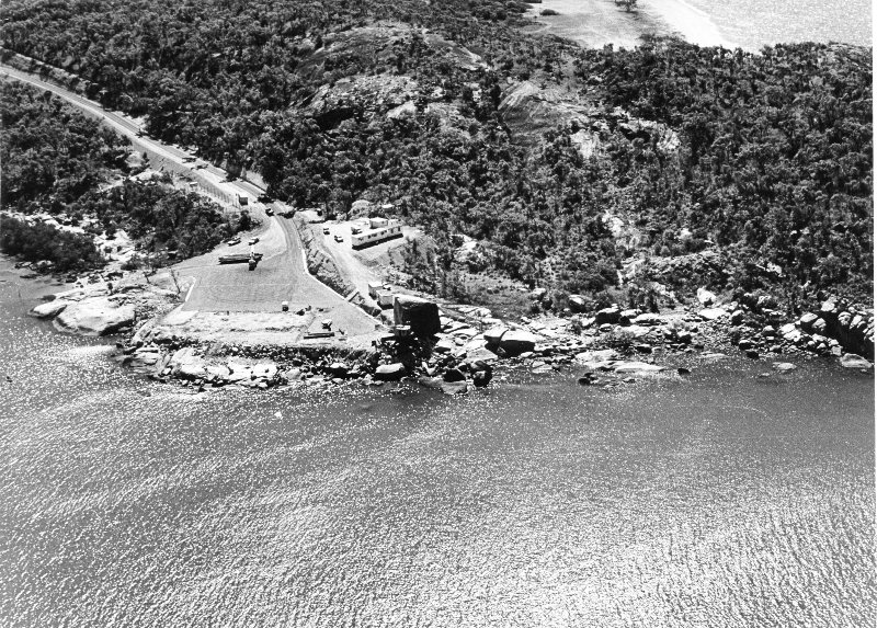Jetty under construction, Australian Institute of Marine Science, Turtle Bay, aerial view 