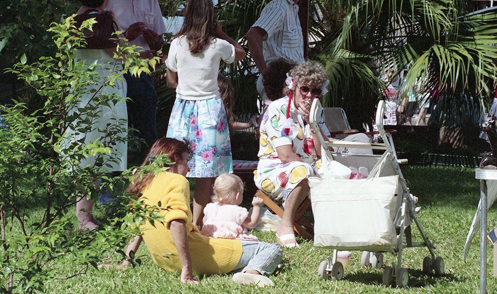 People relaxing in the Flinders Mall gardens, Townsville, 1991