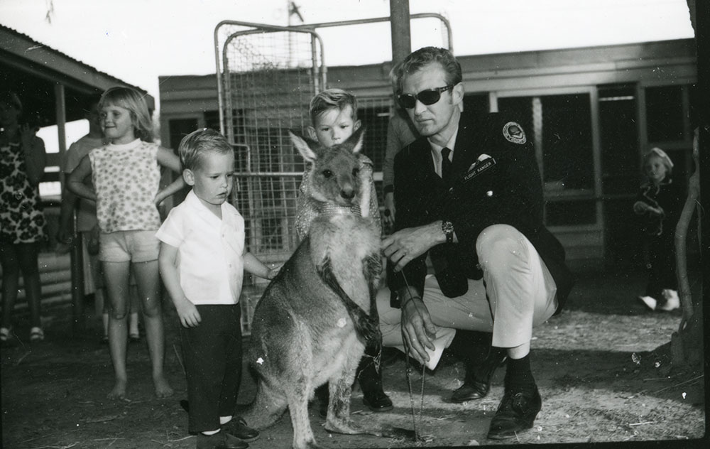 Children with a wallaby at the Townsville Show, 6 July 1971