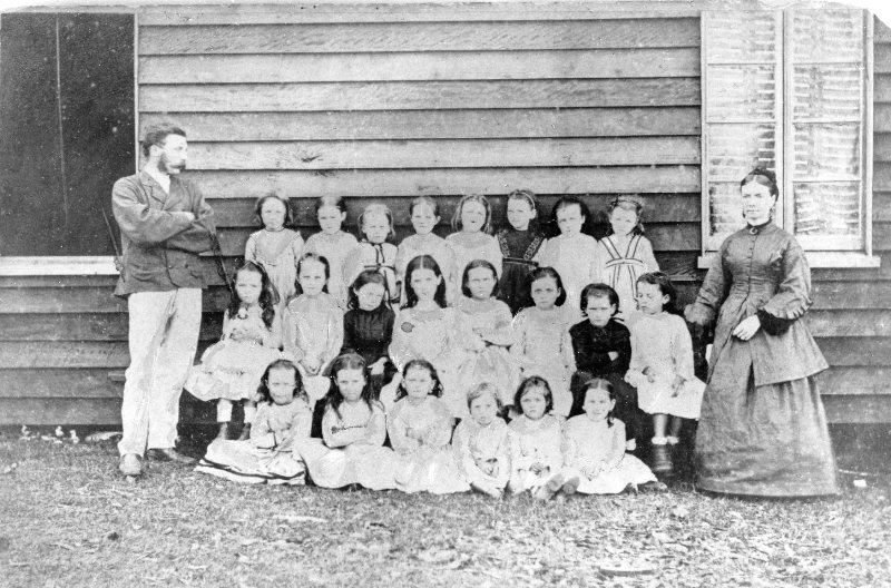 Mr A.J. Boyd, head teacher, with one of the classes from the Townsville State School, 1873