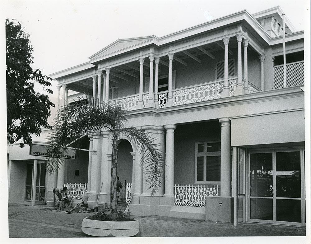 The restored former Queensland National Bank building now occupied by the Queensland Government Travel Centre, Flinders Street, Townsville, 1984