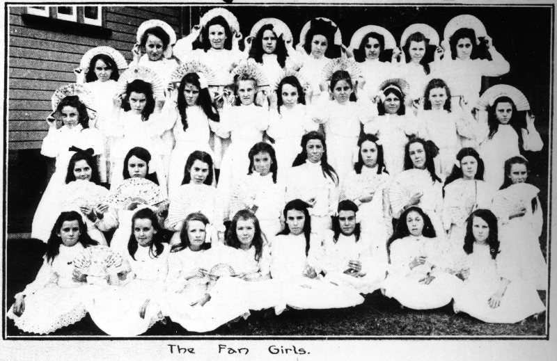 Townsville West State School concert, the fan girls, January 1912 
