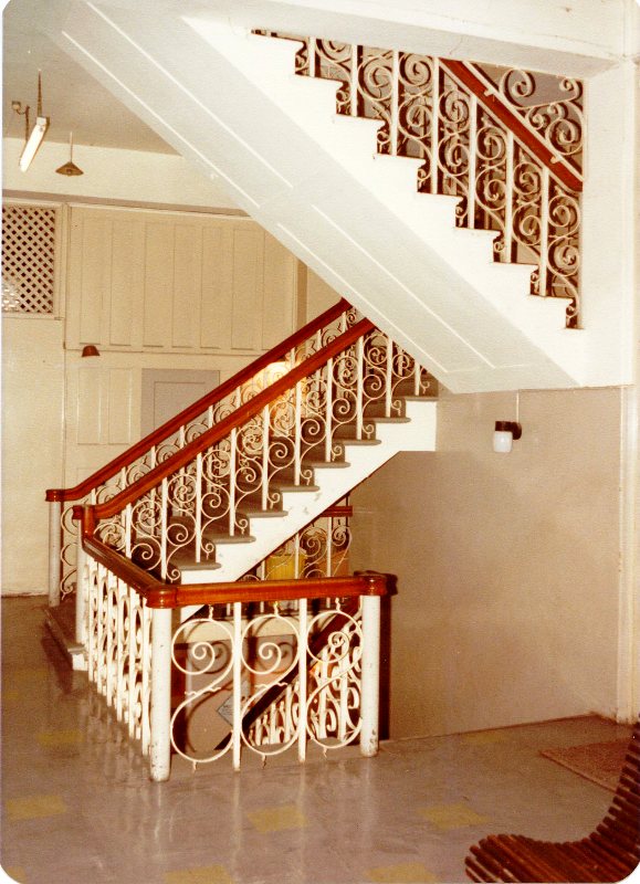 [Staircase in City Building, first floor landing near Library, Townsville, 1978.] 
