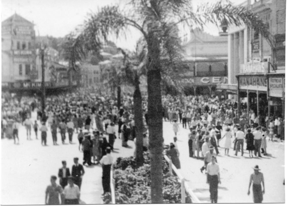 Victory celebrations in Flinders Street, Townsville, 1945