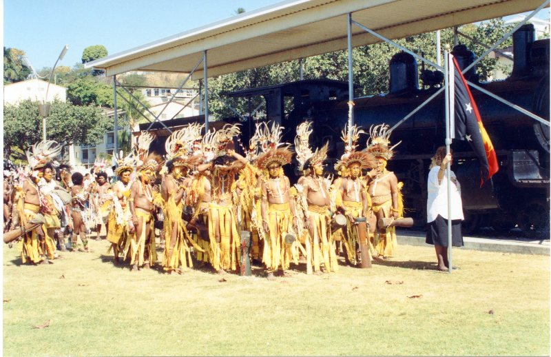 Participants from New Guinea in the Townsville Festival of Pacific Arts. 