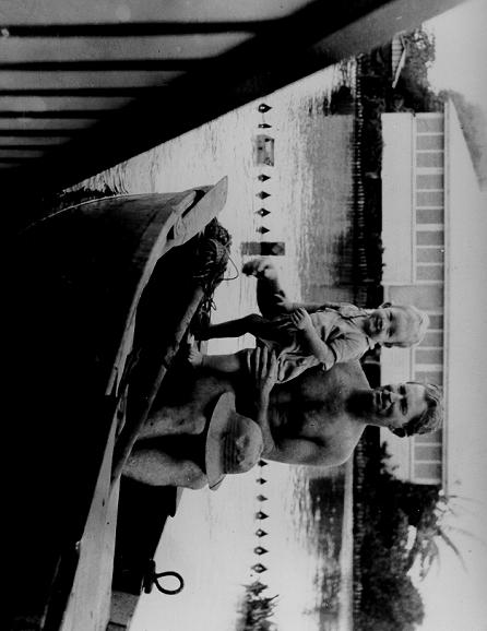 Chas and Ron McKergow during flood, Railway Estate, 1946 