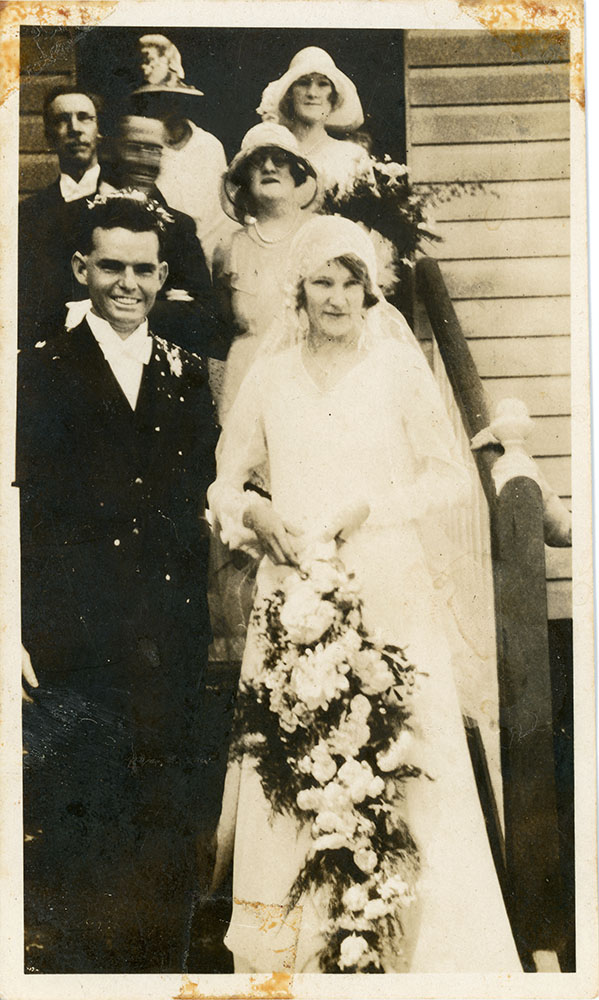 Family photograph from the Quelch Forno collection : Alma and Tom Forno after their weddng ceremony