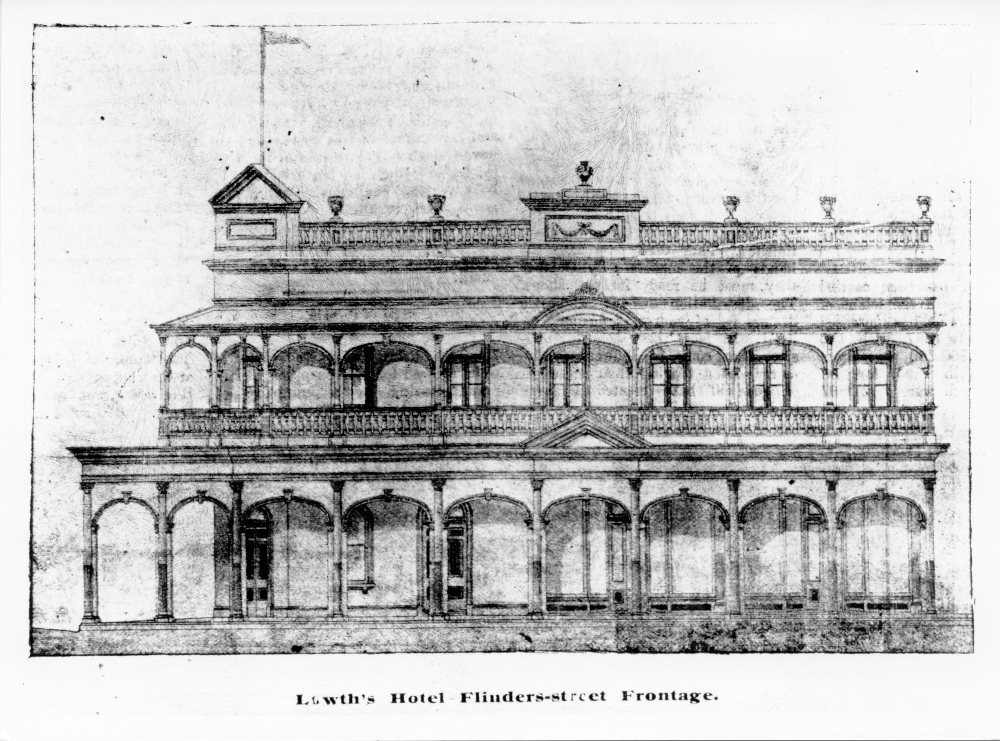 Lowth's Hotel, Flinders Street frontage, 1897