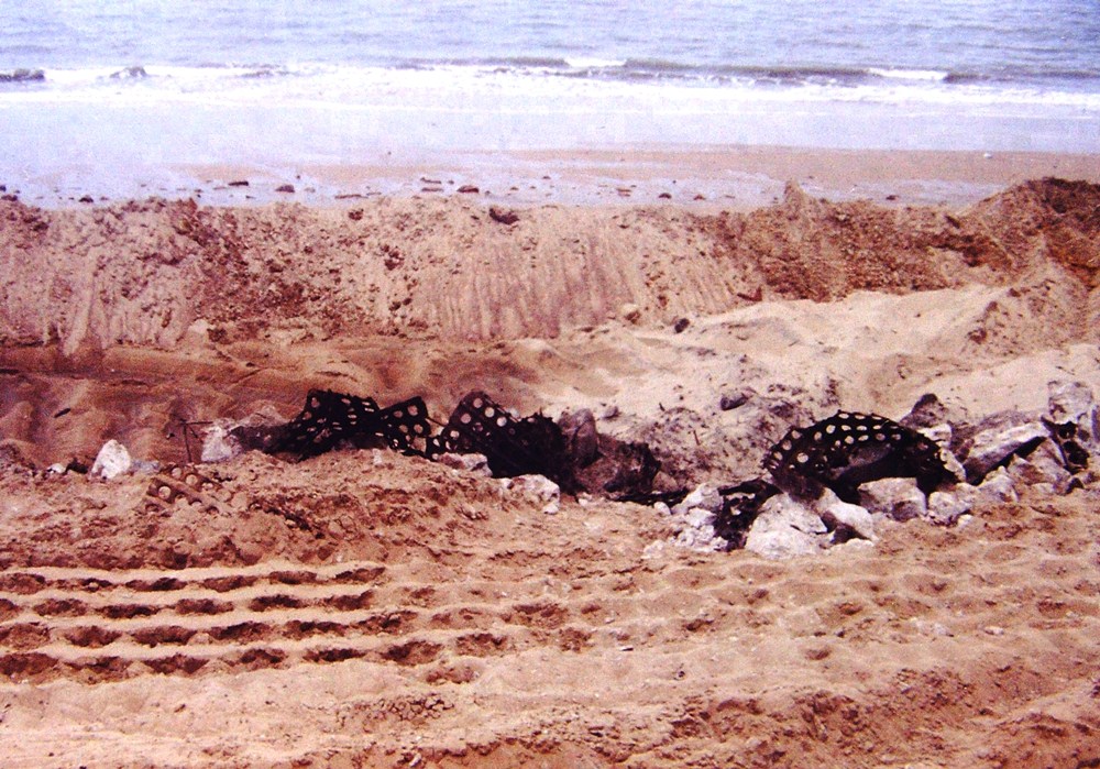 Marsden matting left over from American military operations in 1942 unearthed during the Strand redevelopment, Townsville, 1999