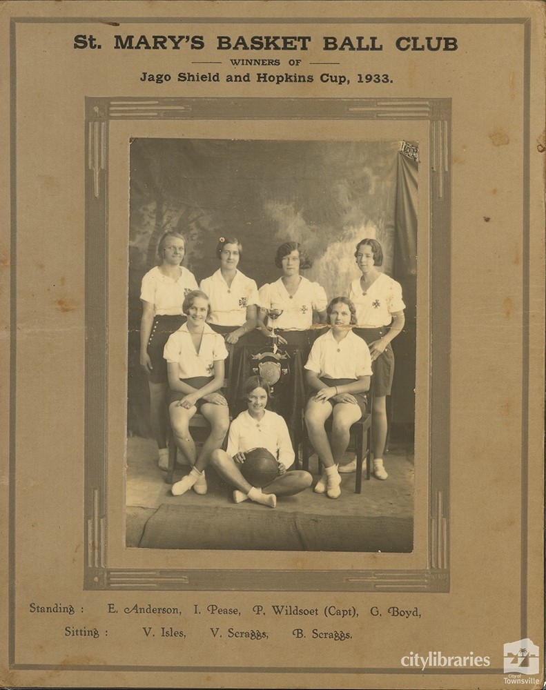 St. Mary's Basketball Club, winners of Jago Shield and Hopkins Cup, 1933