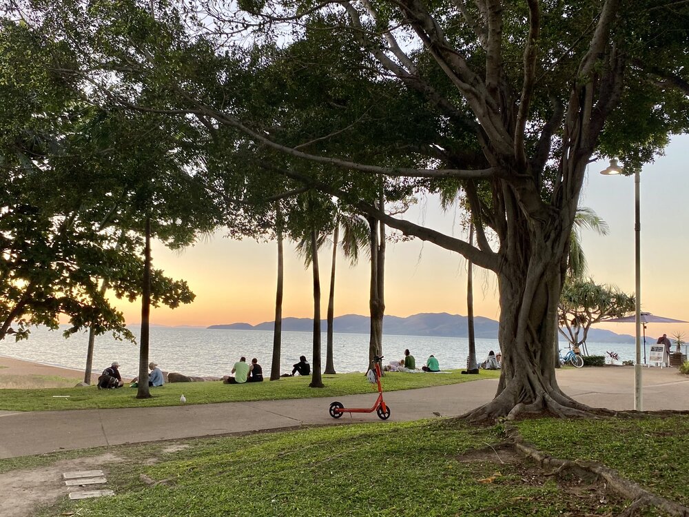 Sunset over the beach, The Strand, Townsville, 20 July, 2024
