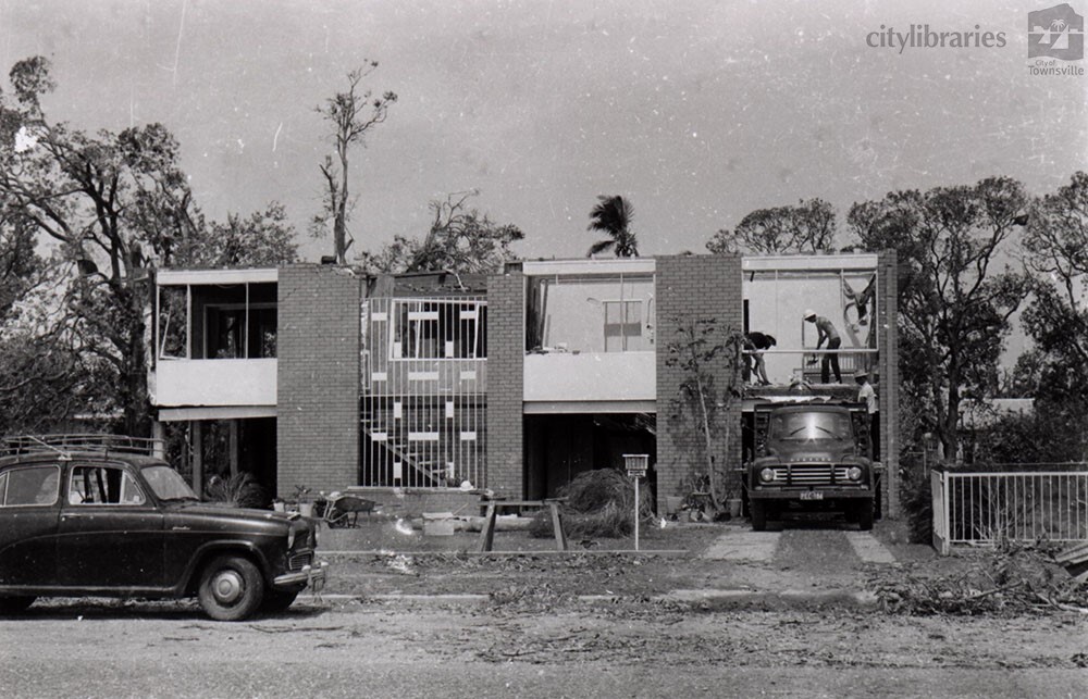 House damaged by Cyclone Althea, Hugh Street, West End, Townsville, 25 December 1971