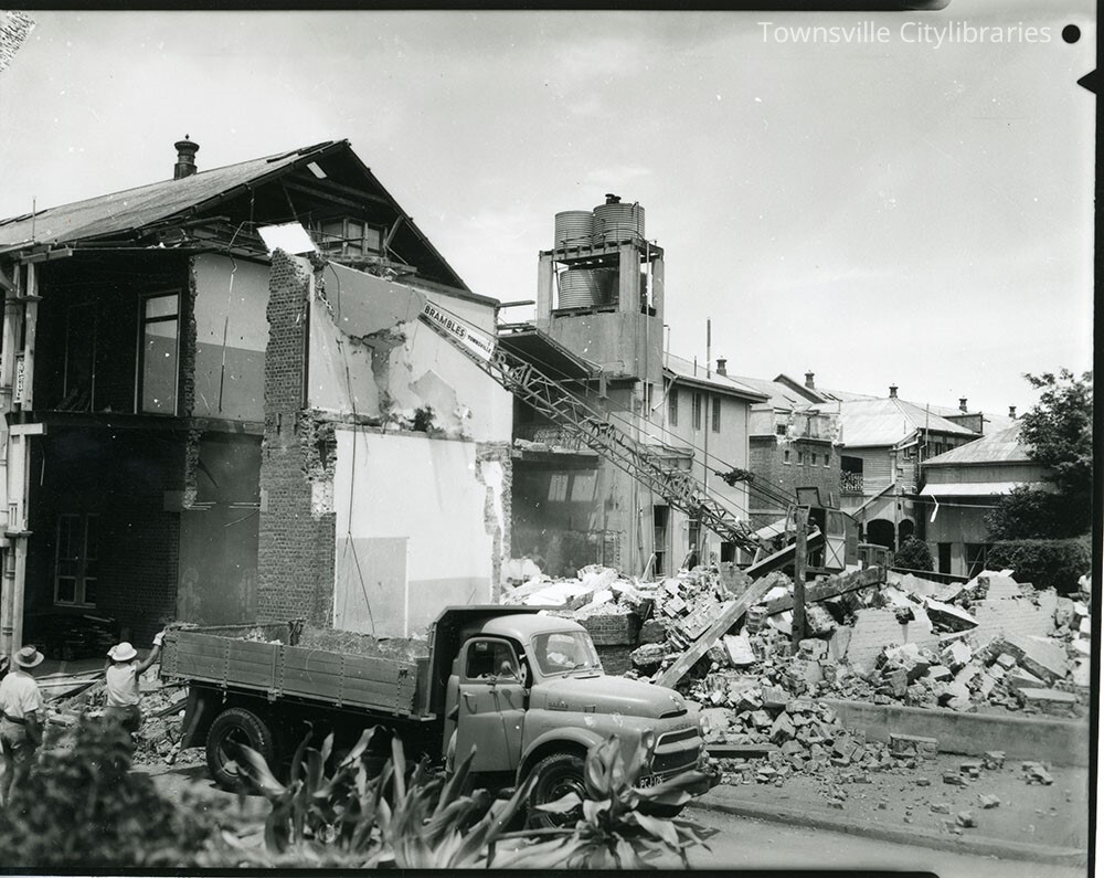 Part demolition of the Queen's Hotel, Townsville, 29 November 1966