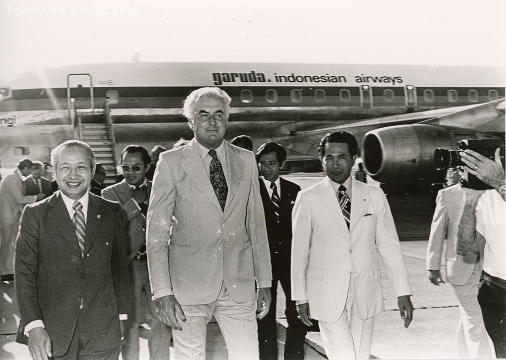 Prime Minister, Gough Whitlam with Indonesian President Suharto, Townsville, 3 April, 1975