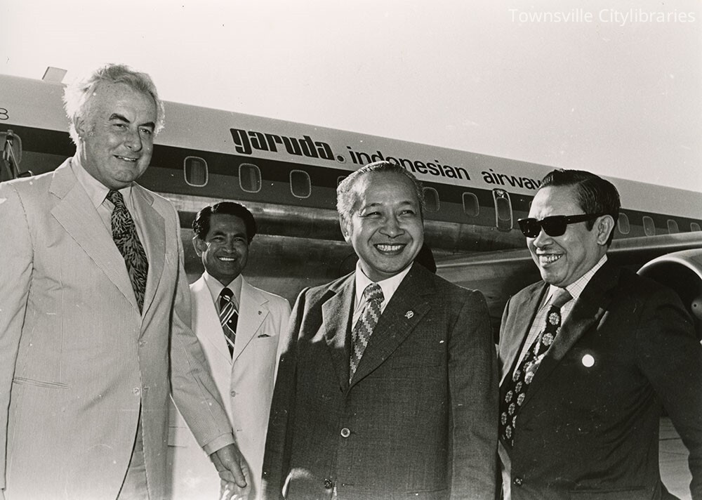 Prime Minister, Gough Whitlam with Indonesian President Suharto, Townsville, 3 April, 1975