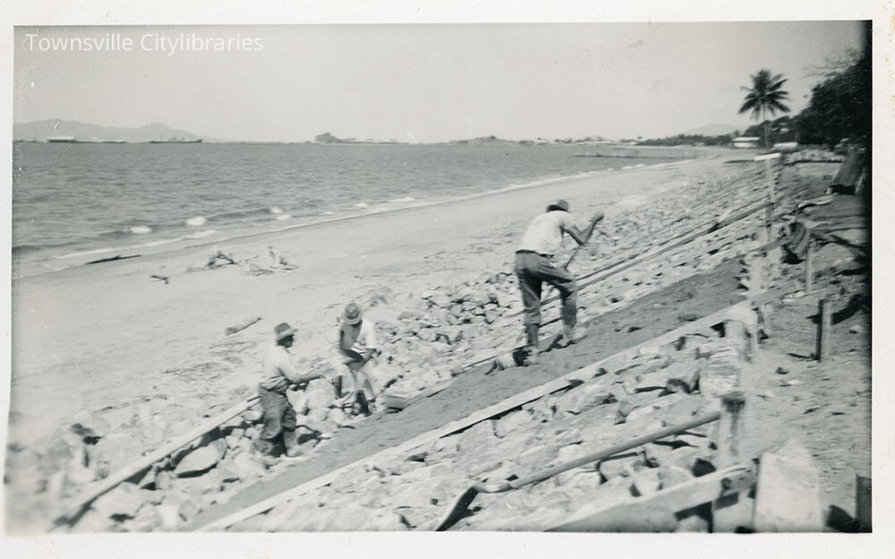 Seawall, The Strand, Townsville, 1956