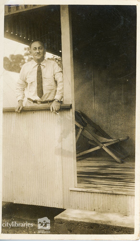 Max Hillman at Magnetic Island hut, n.d