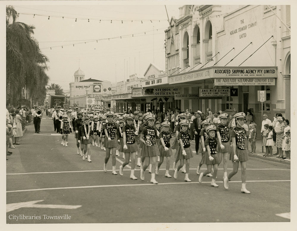 Centenary procession, Flinders Street East, Townsville City, Townsville, 1964