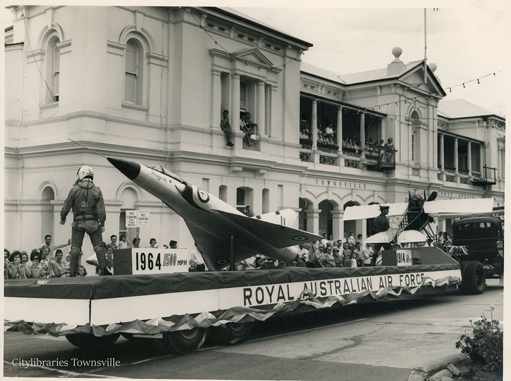 RAAF entry in the Centenary Parade, Flinders Street, Townsville, 7 November 1964