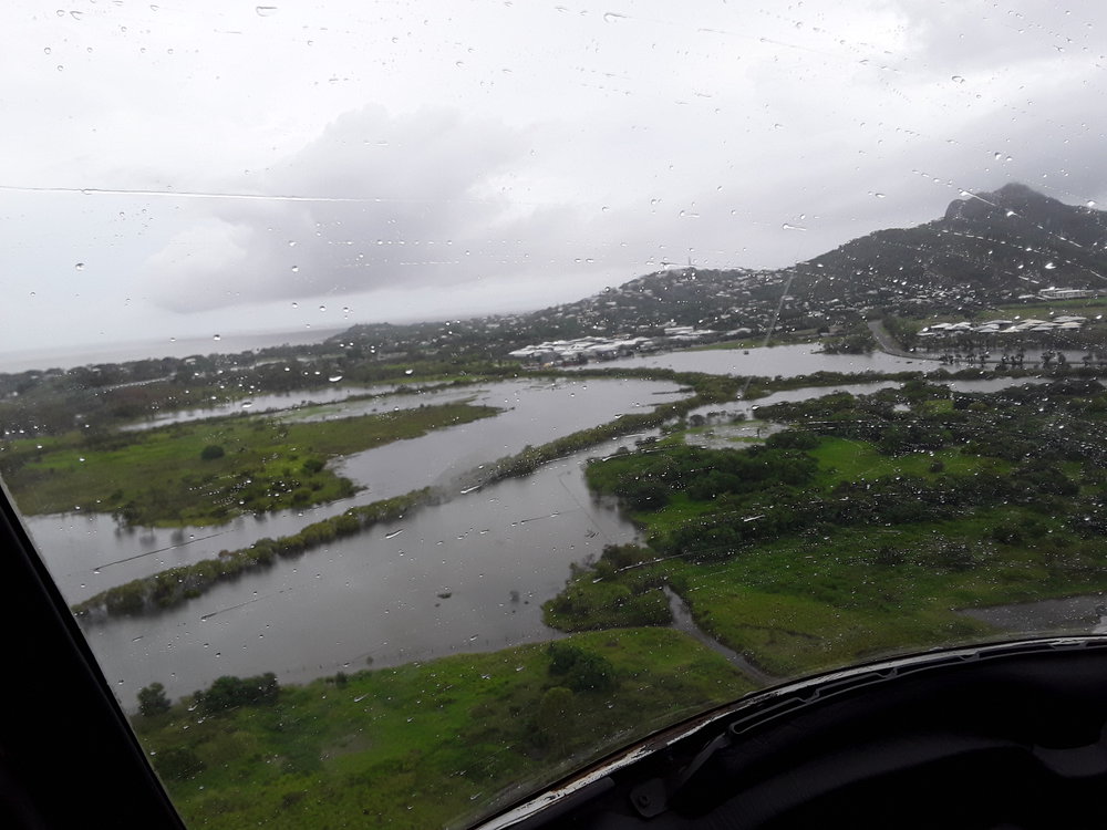 Castle Hill, aerial photograph during floods, 2019. 