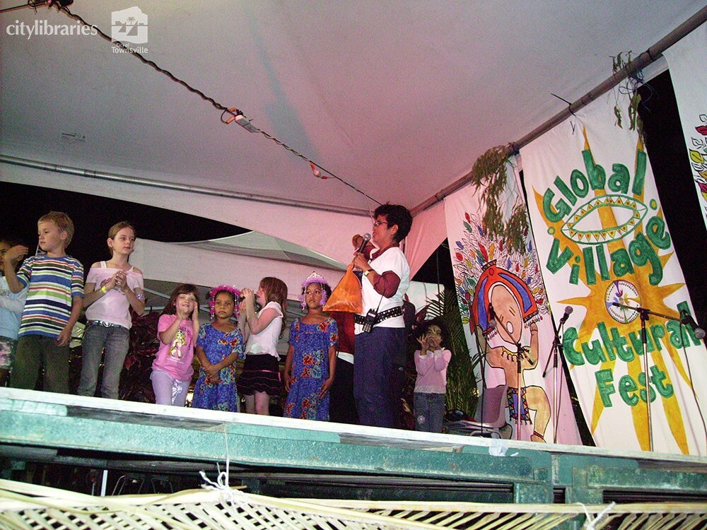 Thez Hamilton on stage in the Global Village at Cultural Fest, Strand Park, Townsville 18 August 2007