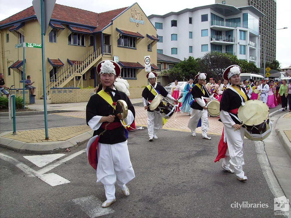 Performers from Suwon City Korea in the Tropigo Carnival parade at Cultural Fest, The Strand, Townsville, 18 August 2007
