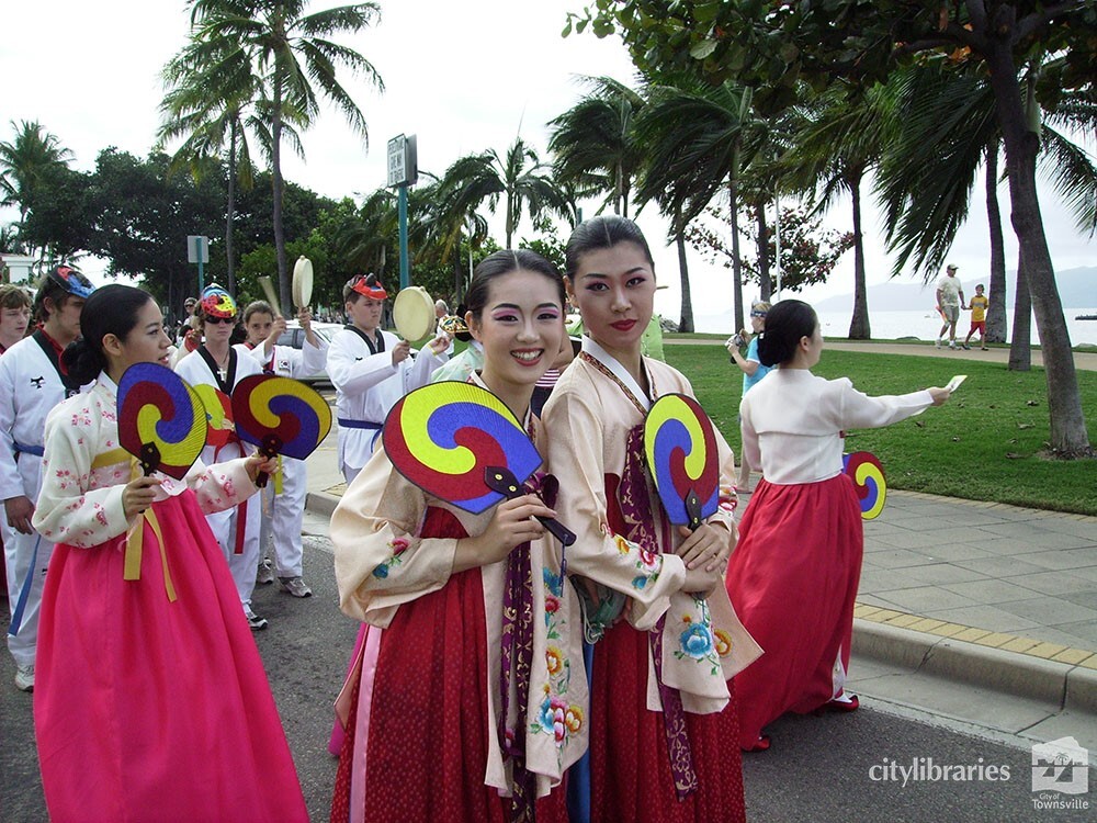 Performers from Suwon City Korea in the Tropigo Carnival parade at Cultural Fest, The Strand, Townsville, 18 August 2007