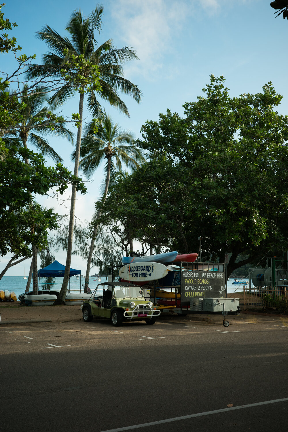 Water sports equipment for hire, Horseshoe Bay, Magnetic Island, 3 April 2024