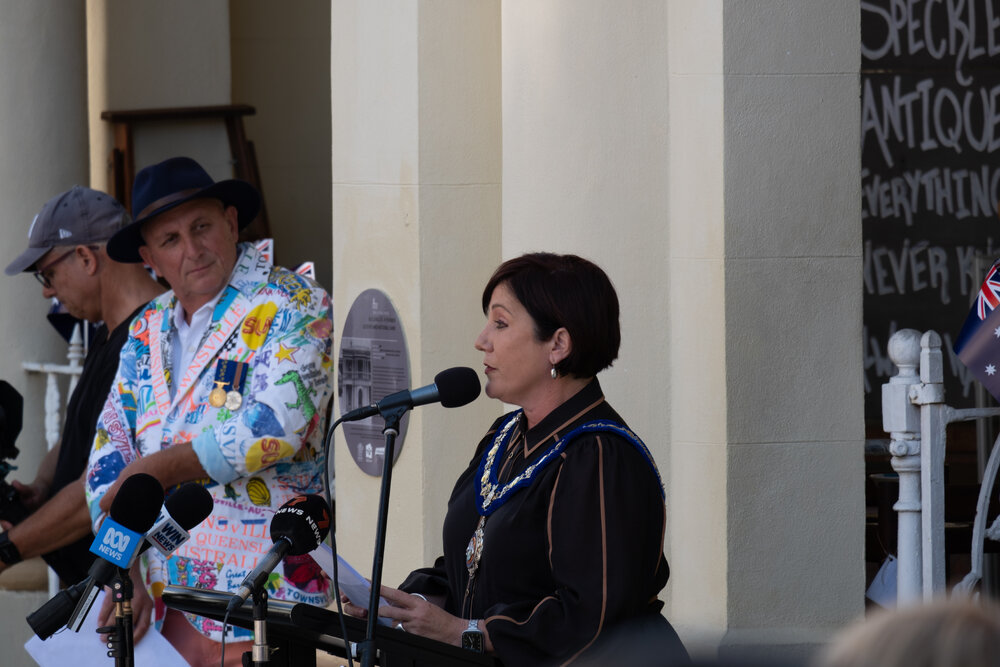 VP80 re-enactment of the war is over speech, Townsville City, Townsville, 15 August 2025