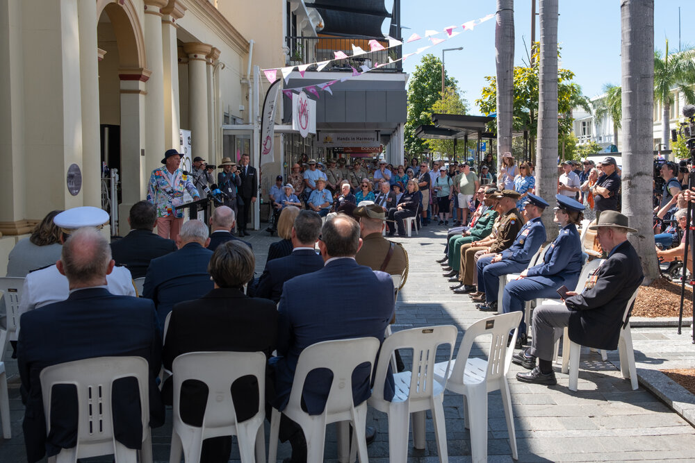VP80 re-enactment of the war is over speech, Townsville City, Townsville, 15 August 2025