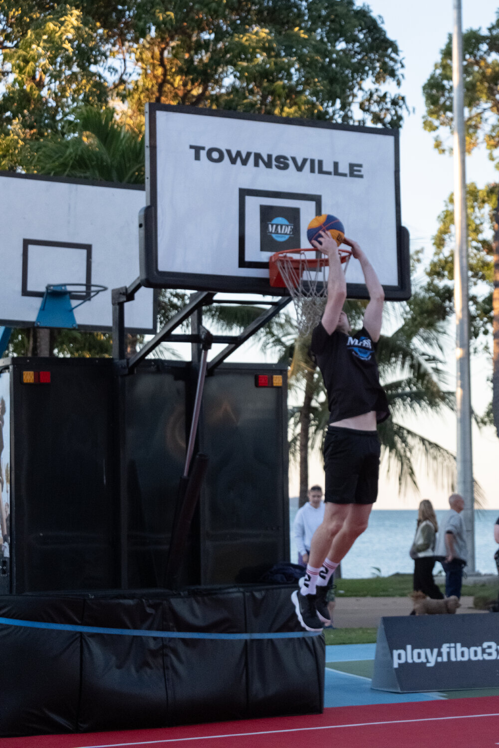Dunk show at FIBA 3x3 2025 Quest Tour, the Strand, Townsville, 2 August 2025