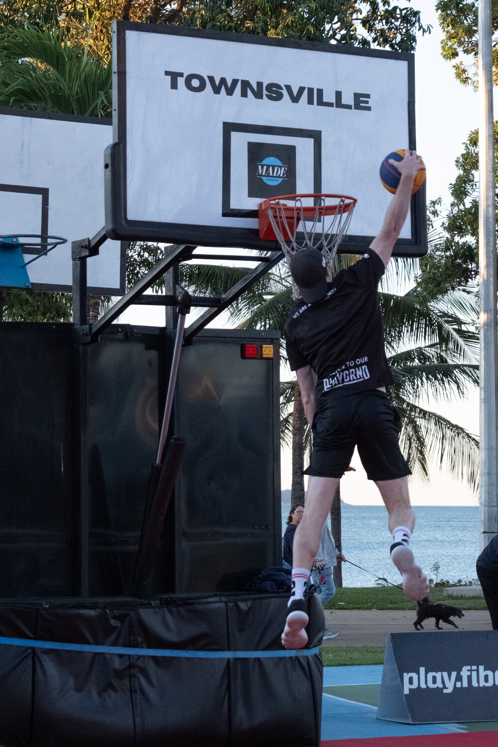 Dunk show at FIBA 3x3 2025 Quest Tour, the Strand, Townsville, 2 August 2025