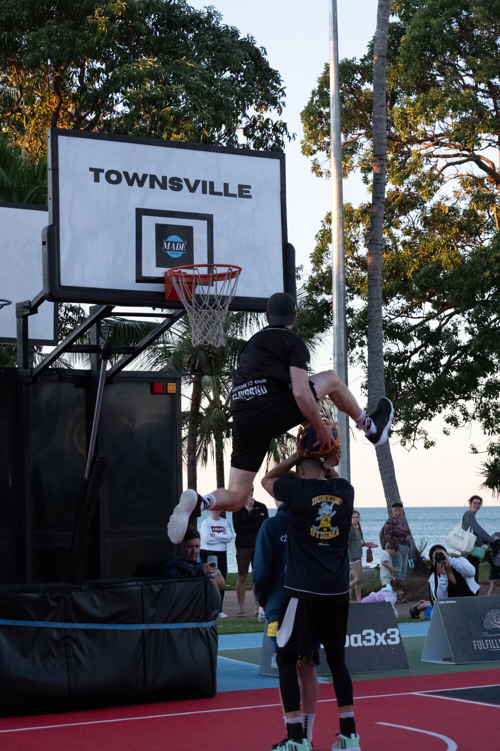 Dunk show at FIBA 3x3 2025 Quest Tour, the Strand, Townsville, 2 August 2025
