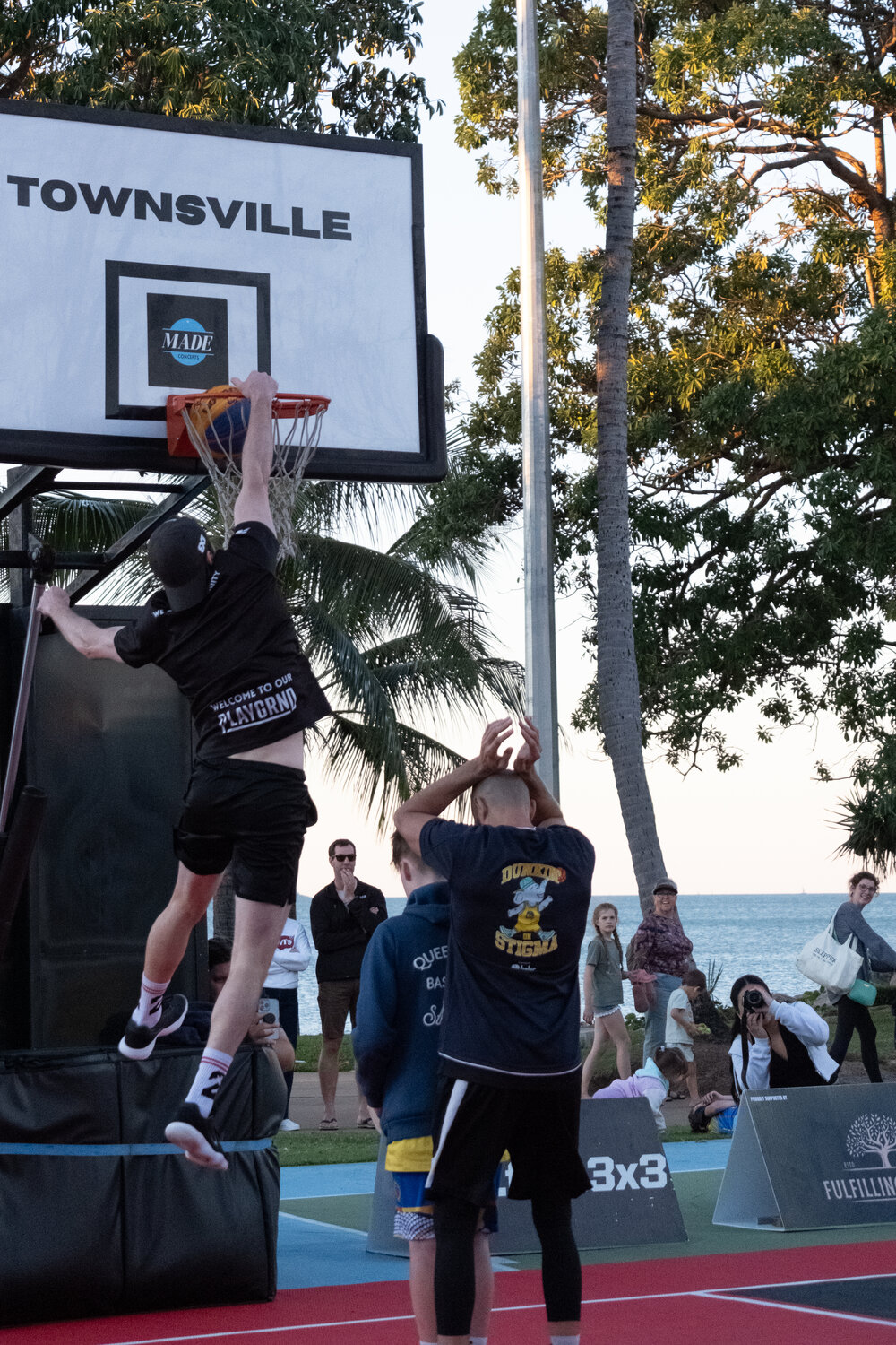 Dunk show at FIBA 3x3 2025 Quest Tour, the Strand, Townsville, 2 August 2025