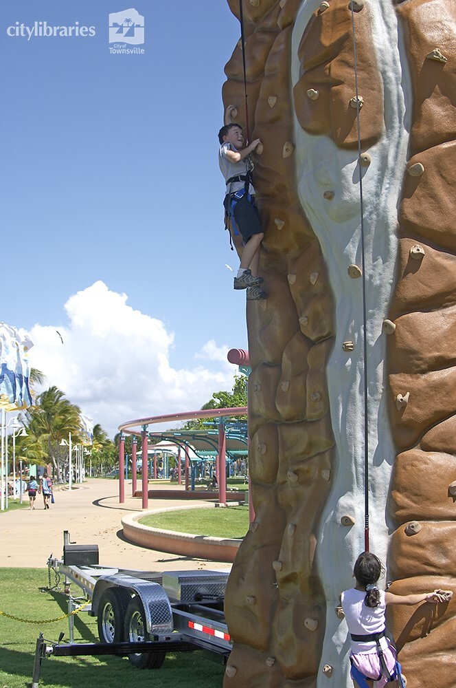Rock climbing wall amusement, The Strand, Townsville, 2005