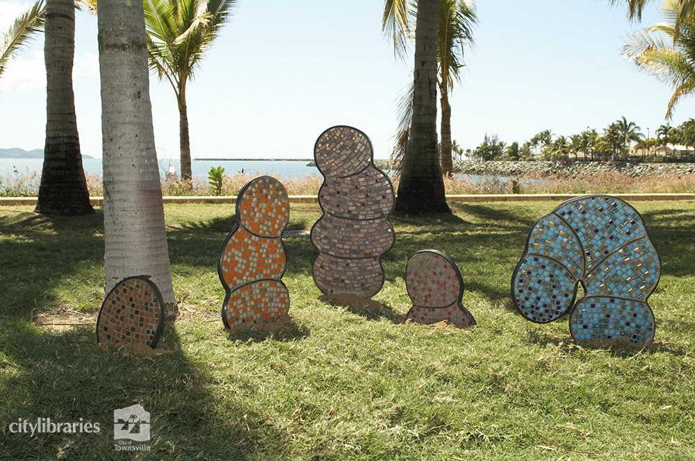 "Grubs are a Gathering" public art installation by Claudia Williams, Strand Ephemera, Townsville, 2005