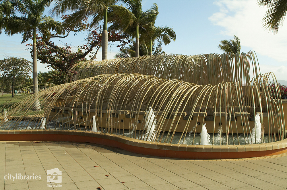 "Bamboo Waves" public art installation by Townsville Sogetsu Ikebana Association, Strand Ephemera, Townsville, 2005