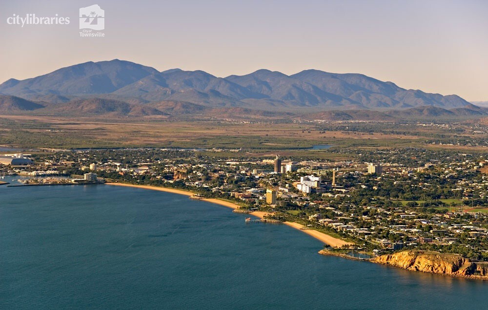 Aerial view of The Strand and Townsville city, Townsville, [2006]