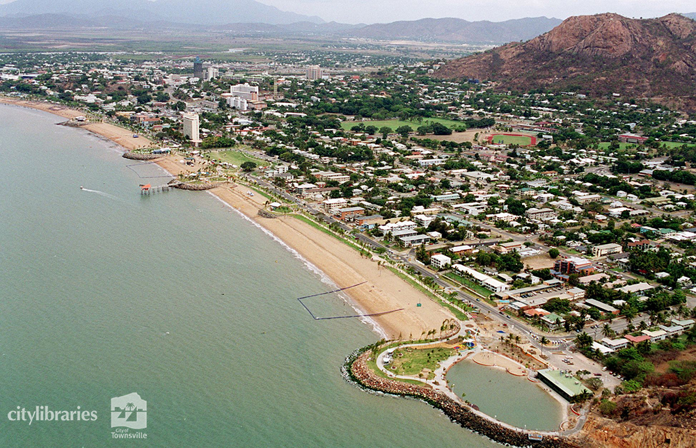 Aerial view of The Strand, North Ward and Castle Hill, Townsville, [2000]