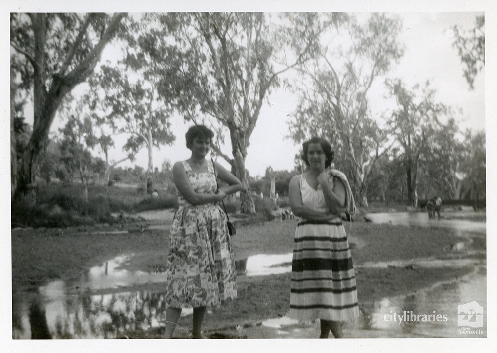 Grace and Jean at Black River, Townsville, 17 January 1960