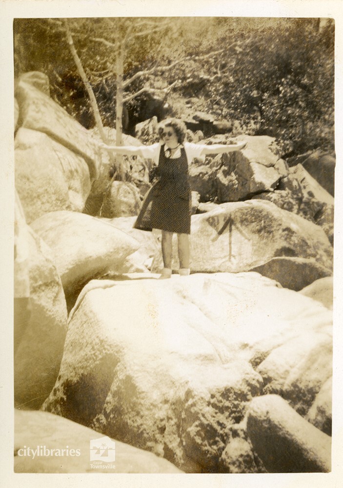 Esther Walton at Picnic Bay, Magnetic Island, New Years Day, 1 January 1946