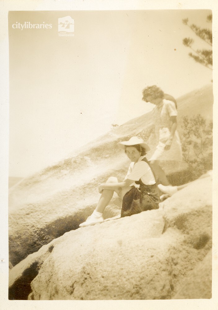 June Barton and Ethel Walton at Picnic Bay, Magnetic Island, New Years Day, 1 January 1946
