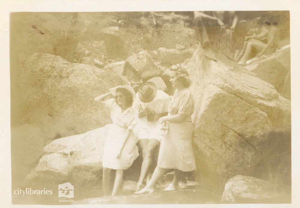 Jean Mac, Leon Stevens and Marge, Magnetic Island, ca. 1945