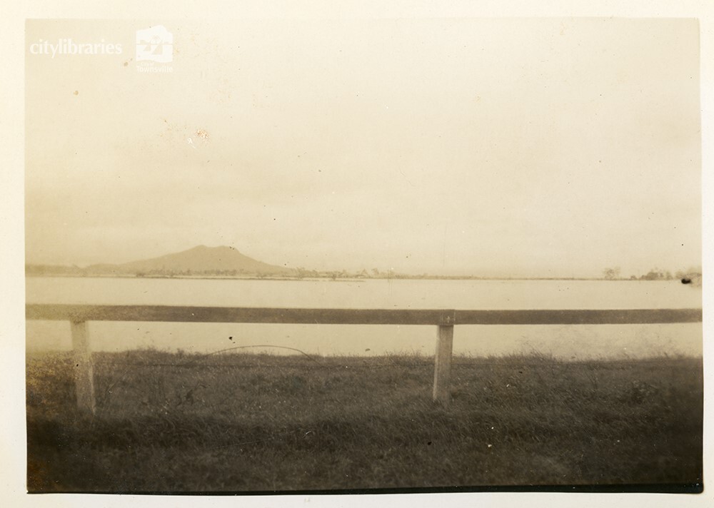 Cluden racecourse straight during flood, Townsville [10 February 1946]
